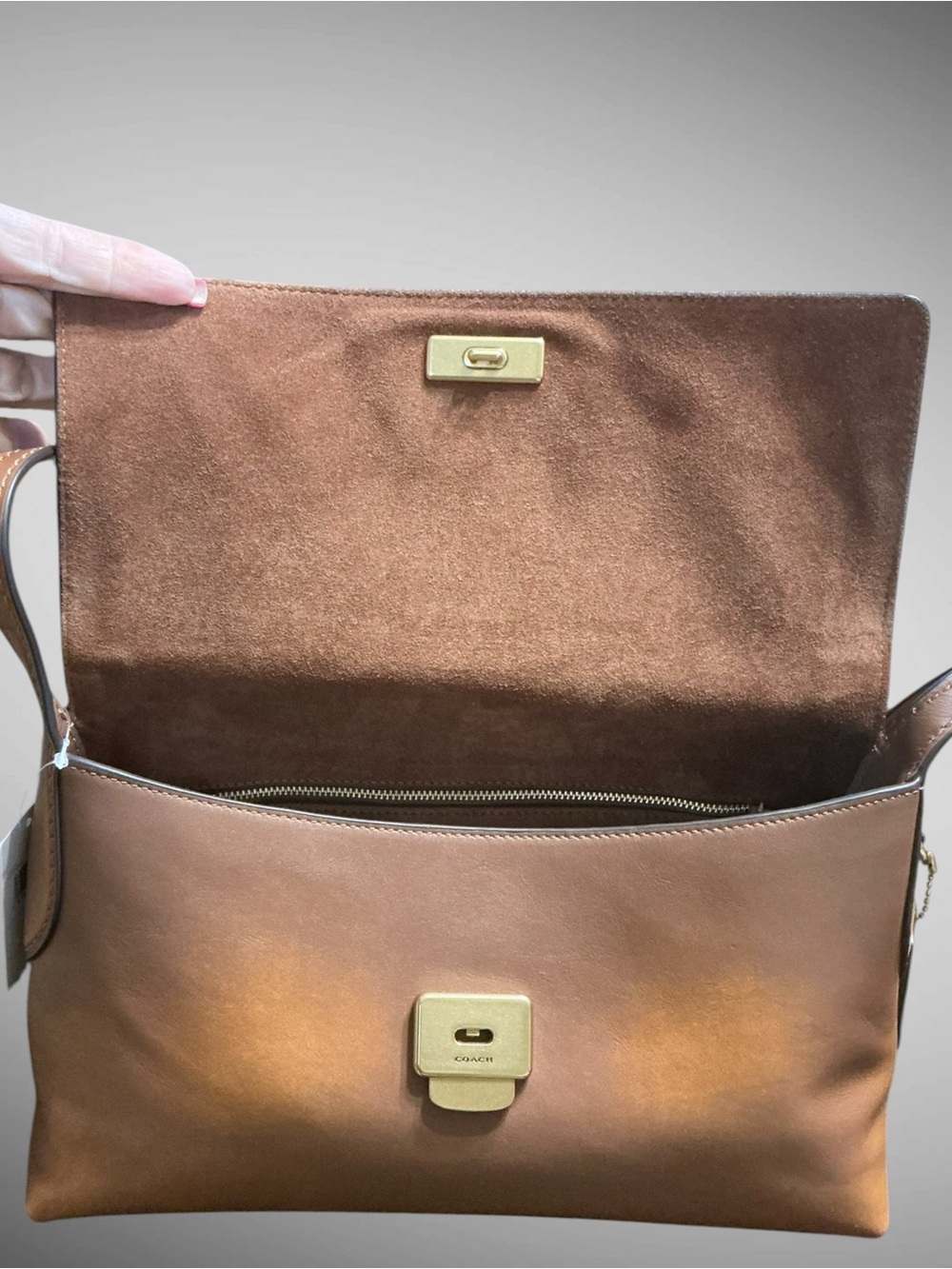 Coach Chelsea 30 Loved Leather Shoulder Bag Brown Pushlock NWT CEN58 - Picture 4 of 16